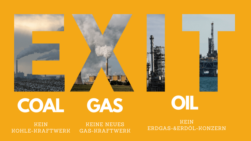 Exit coal, gas, oil