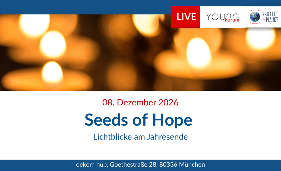 Auf dem Bild sind Kerzen zu sehen und der Titel des Events.