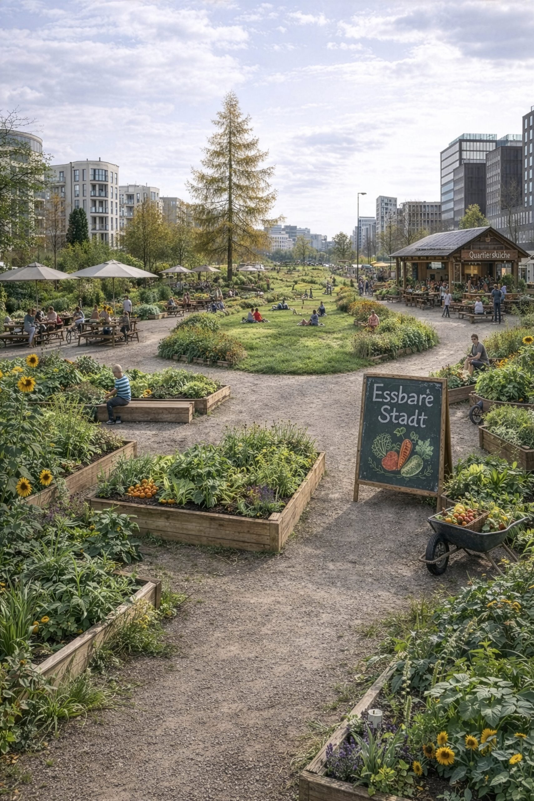 Man sieht eine KI-Visualisierung, wie München aussehen könnte, wenn die Forderungen der Kampagne "Stadt für Alle" umgesetzt werden.