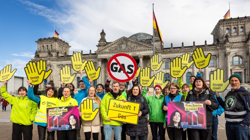 Protest vor dem Dt. Bundestag für baldigen Gasausstieg